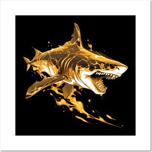 gold shark Posters and Art